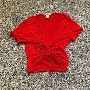 Red tie up crop top